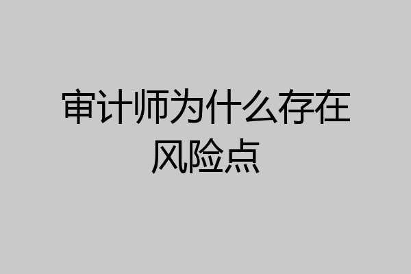 审计师为什么存在风险点