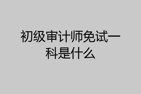 初级审计师免试一科是什么