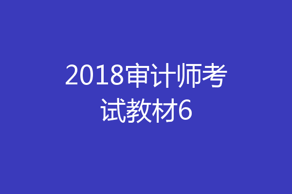 2018审计师考试教材6