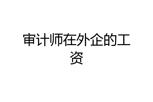 审计师在外企的工资