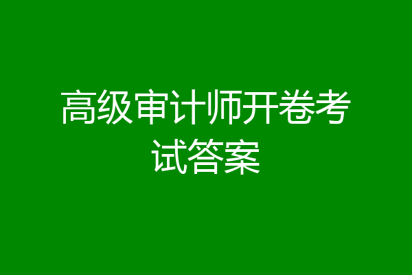 高级审计师开卷考试答案