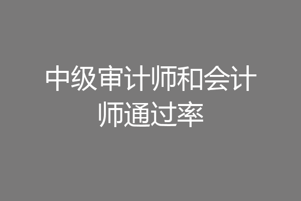 中级审计师和会计师通过率