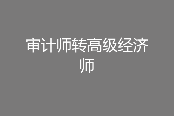 审计师转高级经济师