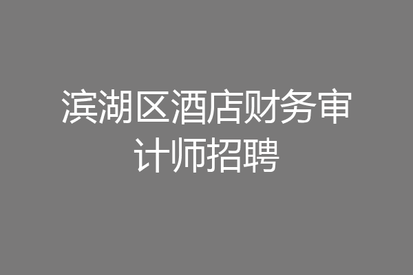 滨湖区酒店财务审计师招聘