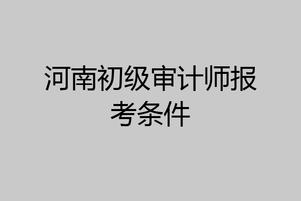 河南初级审计师报考条件