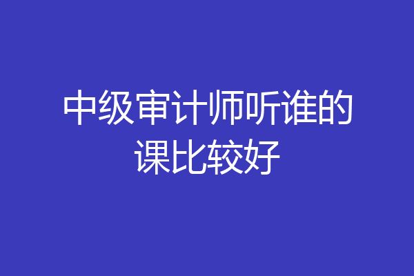 中级审计师听谁的课比较好