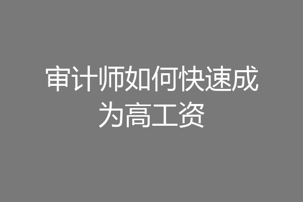 审计师如何快速成为高工资