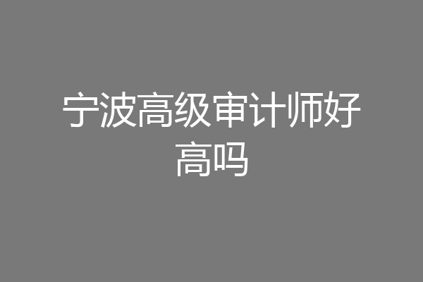 宁波高级审计师好高吗