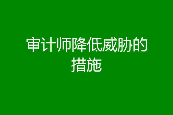 审计师降低威胁的措施