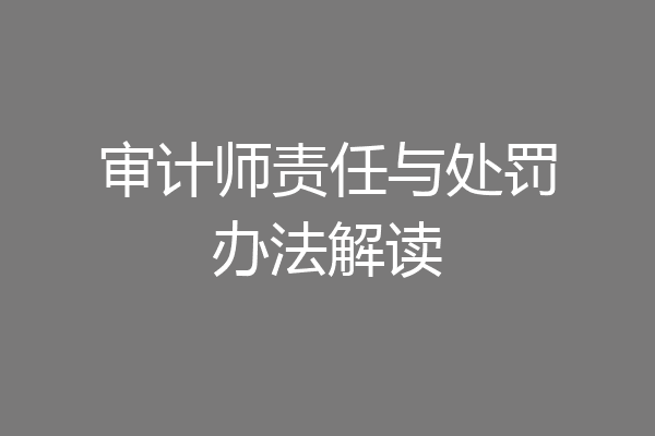 审计师责任与处罚办法解读