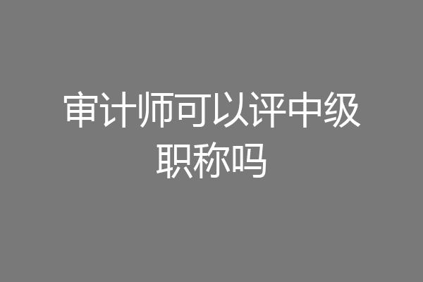 审计师可以评中级职称吗