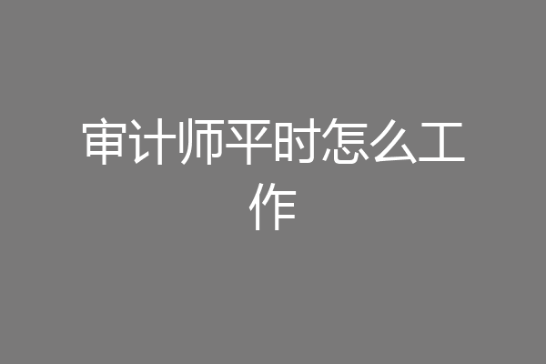 审计师平时怎么工作