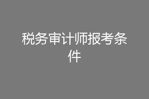 税务审计师报考条件