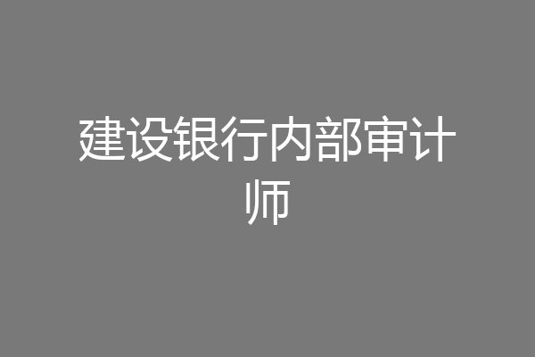 建设银行内部审计师