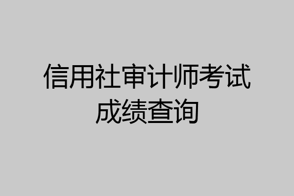 信用社审计师考试成绩查询