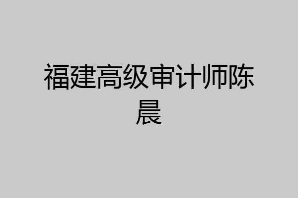 福建高级审计师陈晨
