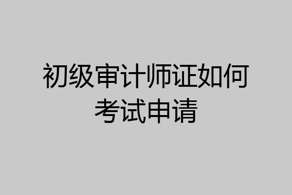 初级审计师证如何考试申请