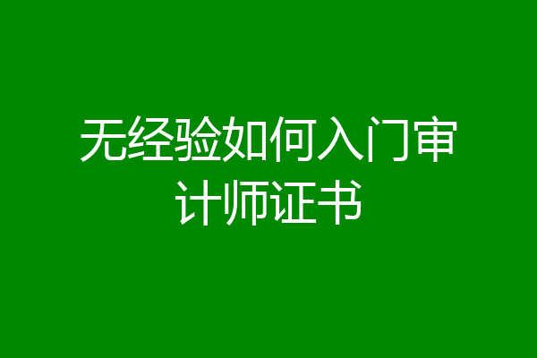 无经验如何入门审计师证书