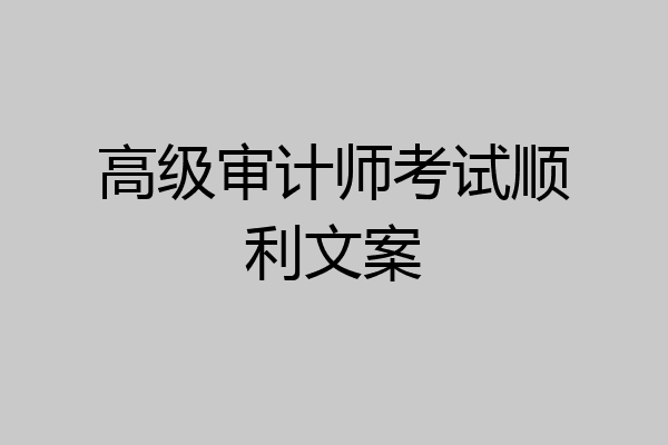 高级审计师考试顺利文案