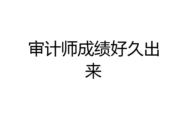 审计师成绩好久出来