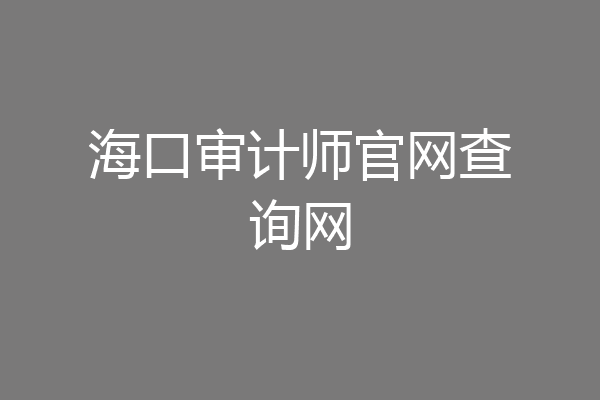 海口审计师官网查询网