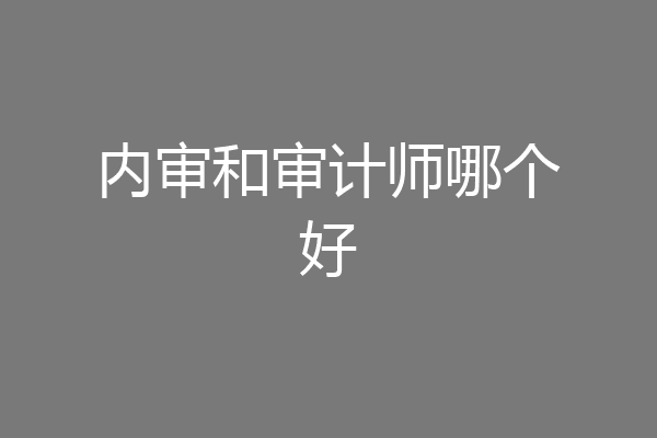 内审和审计师哪个好