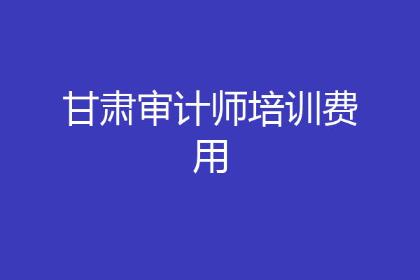甘肃审计师培训费用