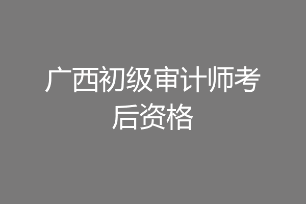 广西初级审计师考后资格