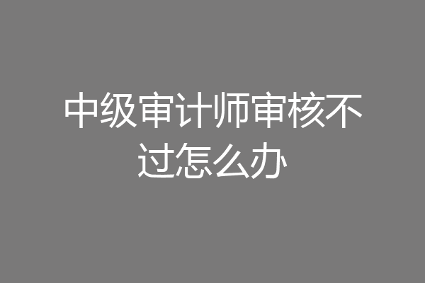 中级审计师审核不过怎么办