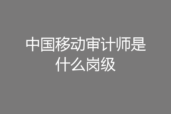 中国移动审计师是什么岗级