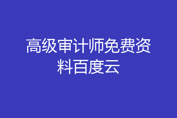 高级审计师免费资料百度云