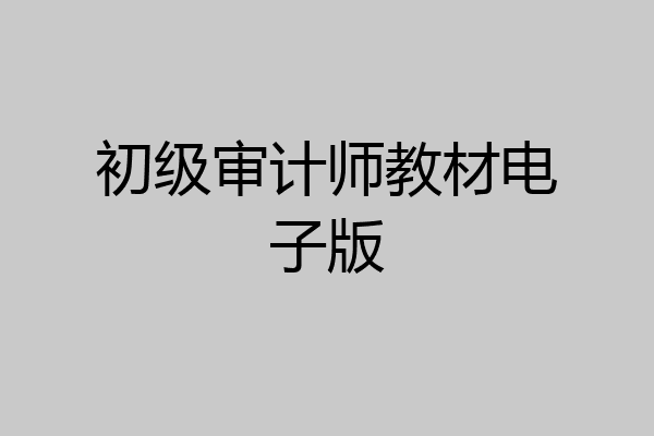 初级审计师教材电子版