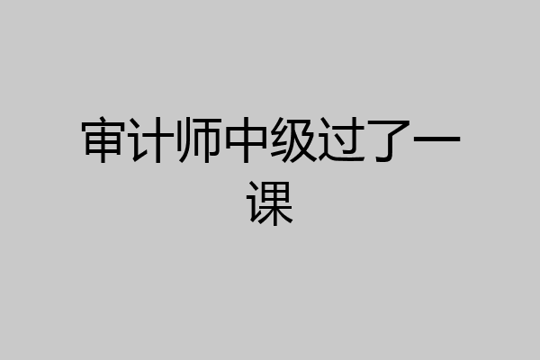 审计师中级过了一课
