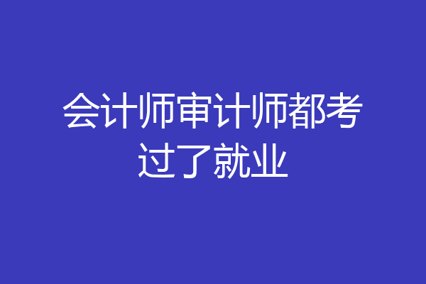 会计师审计师都考过了就业