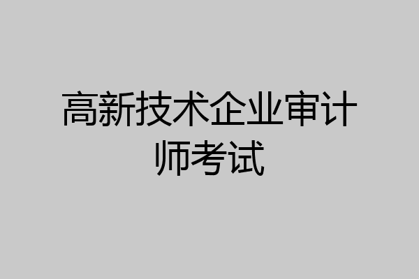 高新技术企业审计师考试
