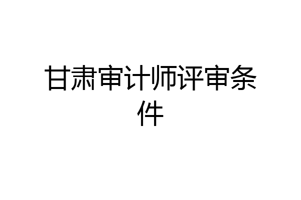 甘肃审计师评审条件