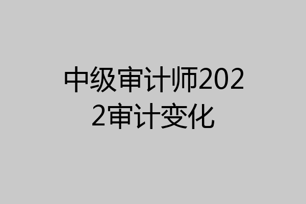 中级审计师2022审计变化