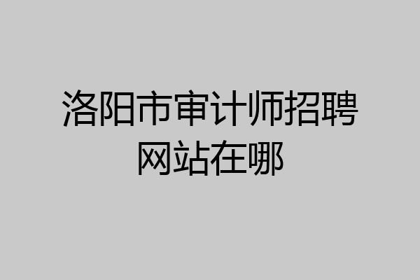 洛阳市审计师招聘网站在哪