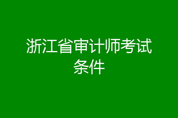 浙江省审计师考试条件