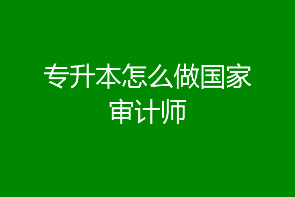 专升本怎么做国家审计师