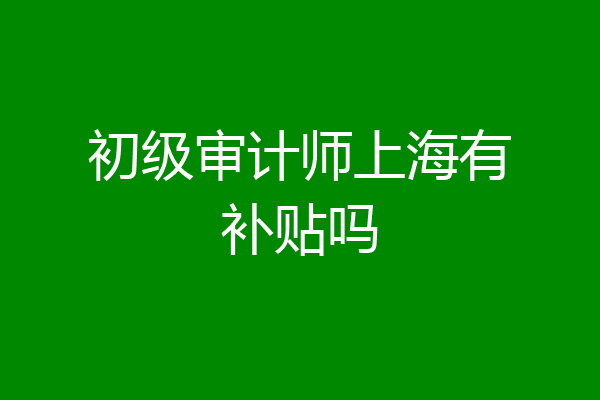 初级审计师上海有补贴吗
