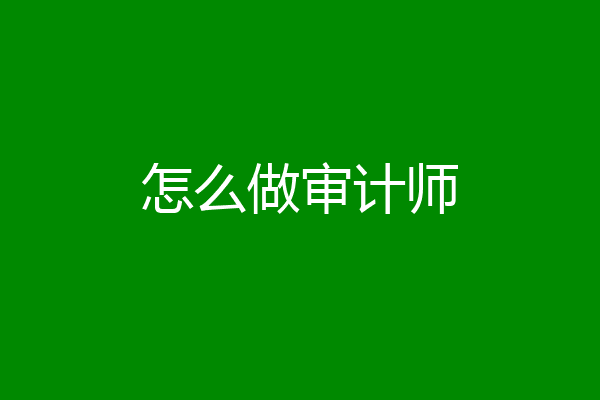 怎么做审计师
