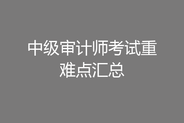 中级审计师考试重难点汇总