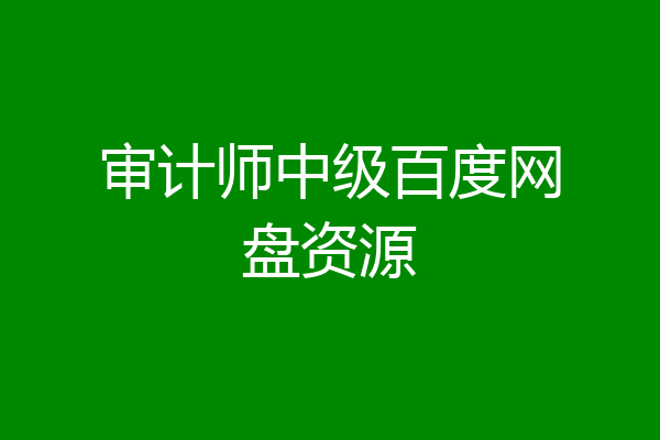 审计师中级百度网盘资源