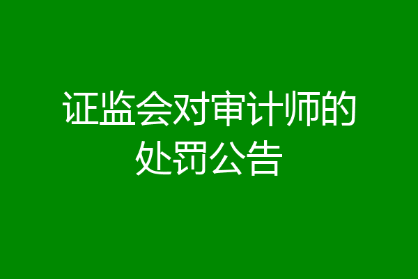 证监会对审计师的处罚公告