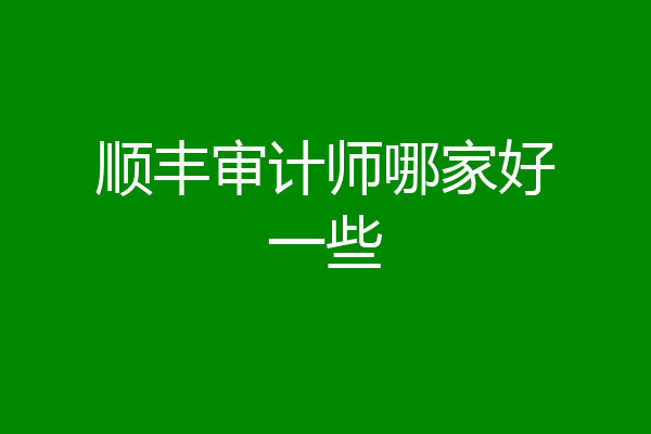顺丰审计师哪家好一些