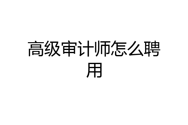 高级审计师怎么聘用