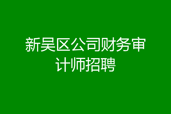 新吴区公司财务审计师招聘