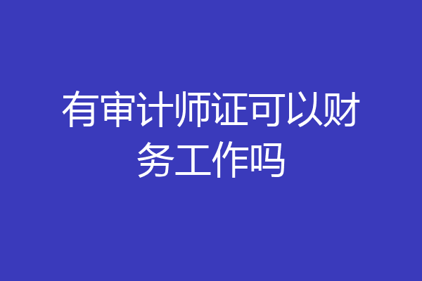 有审计师证可以财务工作吗