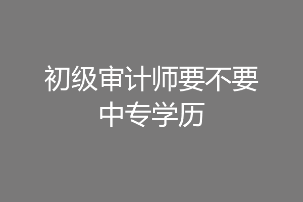 初级审计师要不要中专学历
